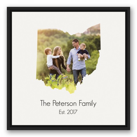 Ohio Family 20x20 Personalized Black Floating Framed Canvas