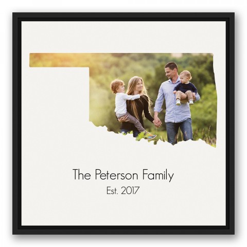 Oklahoma Family 20x20 Personalized Black Floating Framed Canvas