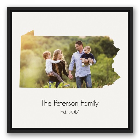 Pennsylvania Family 20x20 Personalized Black Floating Framed Canvas