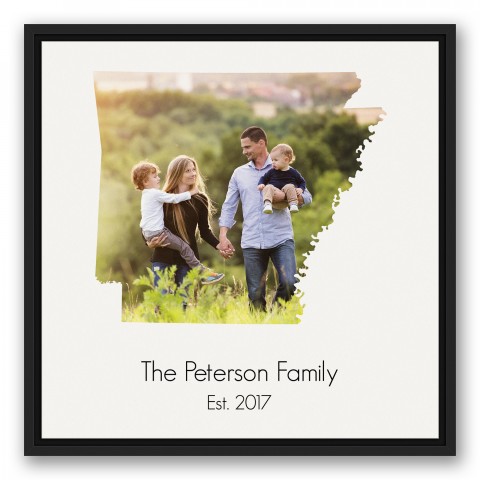 Arkansas Family 20x20 Personalized Black Floating Framed Canvas