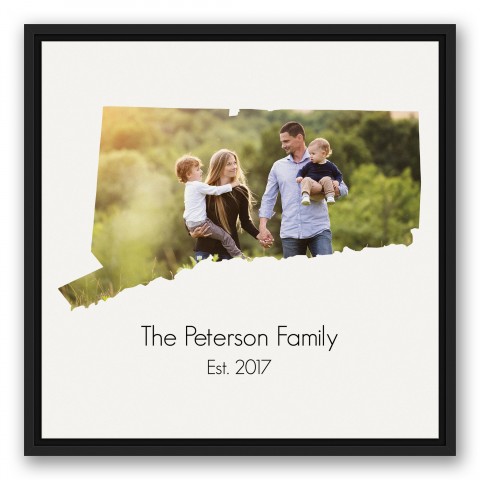Connecticut Family 20x20 Personalized Black Floating Framed Canvas