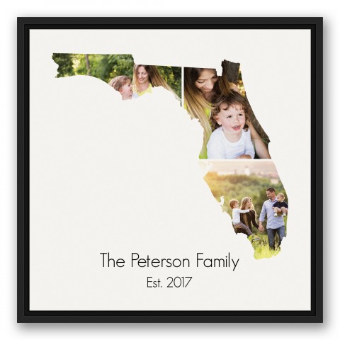 Florida Family 20x20 Personalized Black Floating Framed Canvas