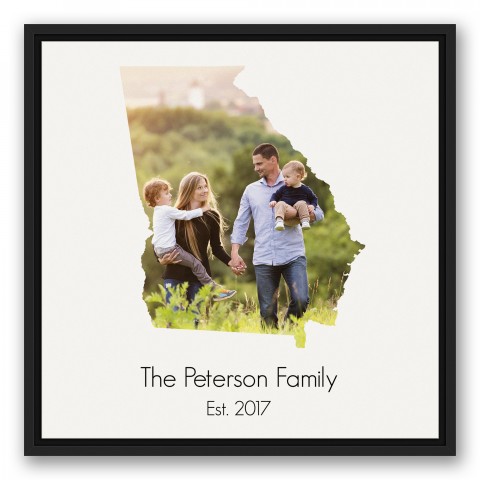 Georgia Family 20x20 Personalized Black Floating Framed Canvas