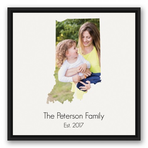 Indiana Family 20x20 Personalized Black Floating Framed Canvas