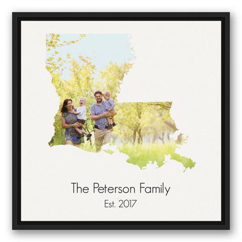 Louisiana Family 20x20 Personalized Black Floating Framed Canvas