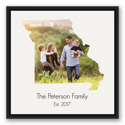Missouri Family 20x20 Personalized Black Floating Framed Canvas