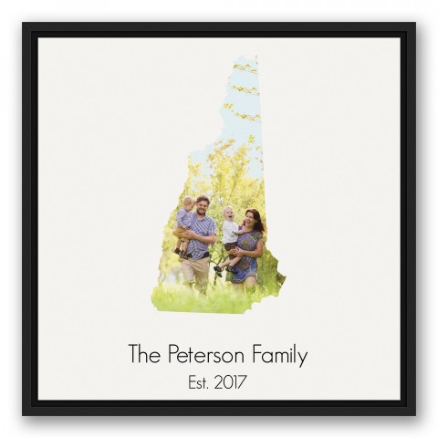 New Hampshire Family 20x20 Personalized Black Floating Framed Canvas