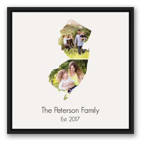 New Jersey Family 20x20 Personalized Black Floating Framed Canvas