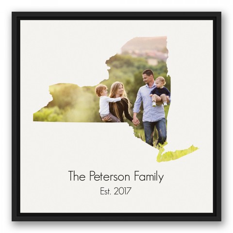 New York Family 20x20 Personalized Black Floating Framed Canvas