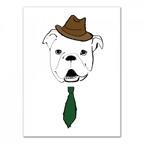 Dog with Tie and Hat 30x40 Canvas Wall Art
