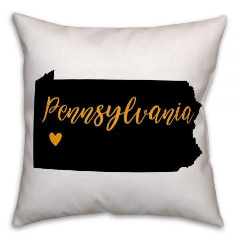 Black and Yellow Pennsylvania Pride 16x16 Spun Poly Pillow