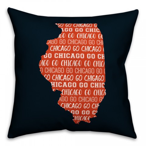 Navy Illinois Go Team 16x16 Spun Poly Pillow
