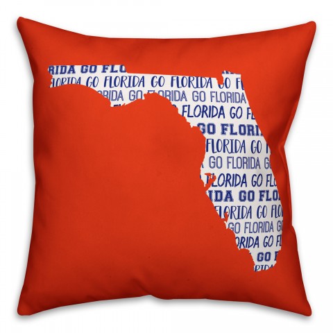 Orange Florida Go Team 16x16 Spun Poly Pillow