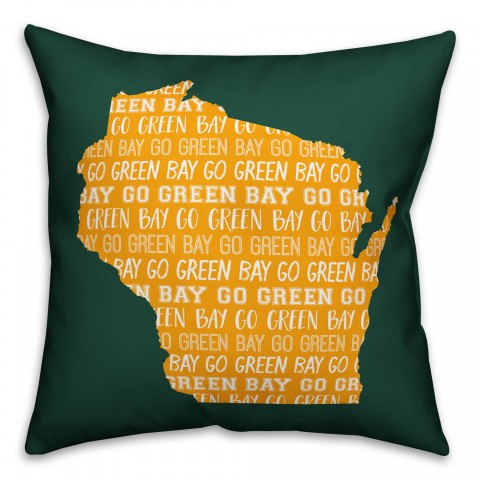 Green Wisconsin Go Team 16x16 Spun Poly Pillow