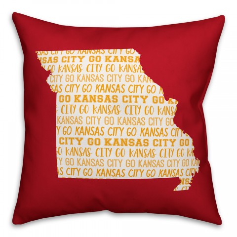 Red Missouri Go Team 16x16 Spun Poly Pillow