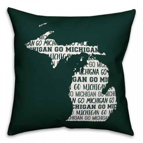 Green Michigan Go Team 16x16 Spun Poly Pillow