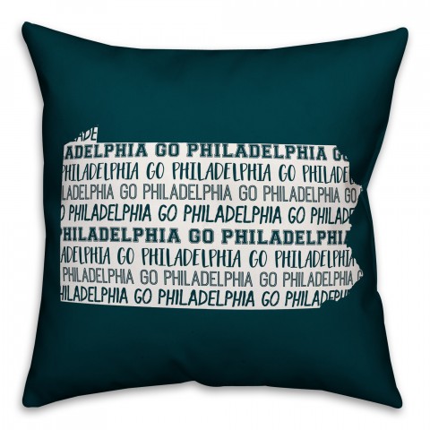 Teal Pennsylvania Go Team 16x16 Spun Poly Pillow