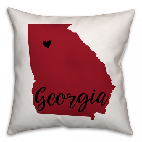 Red and Black Georgia Pride 16x16 Spun Poly Pillow