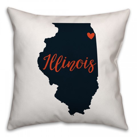 Blue and Orange Illinois Pride 16x16 Spun Poly Pillow