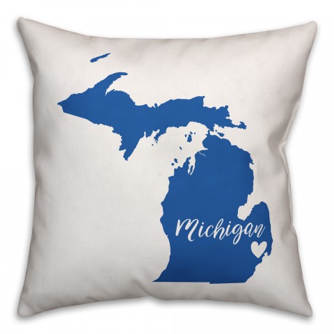 Blue and White Michigan Pride 16x16 Spun Poly Pillow
