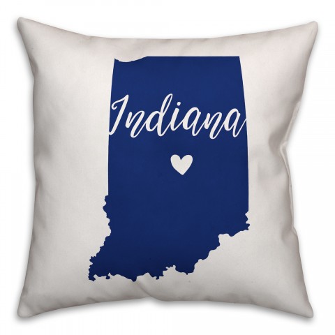 Blue and White Indiana Pride 16x16 Spun Poly Pillow