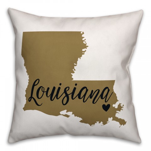 Tan and Black Louisiana Pride 16x16 Spun Poly Pillow