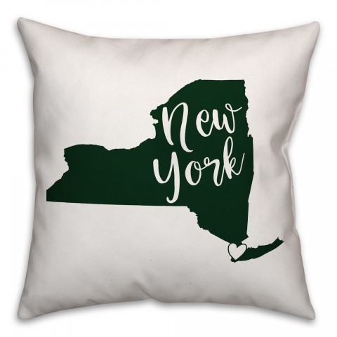 Green and White New York Pride 16x16 Spun Poly Pillow