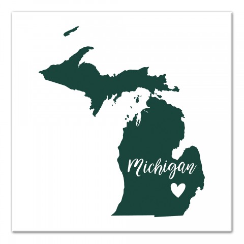 Designs Direct Creative Group Green and White Michigan Pride 16x16 Canvas Wall Art