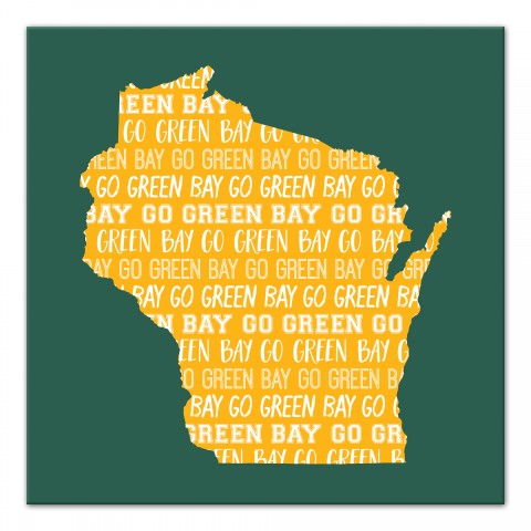 Designs Direct Creative Group Green Wisconsin Go Team 16x16 Canvas Wall Art