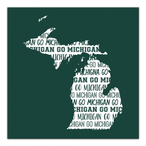 Designs Direct Creative Group Green Michigan Go Team 16x16 Canvas Wall Art