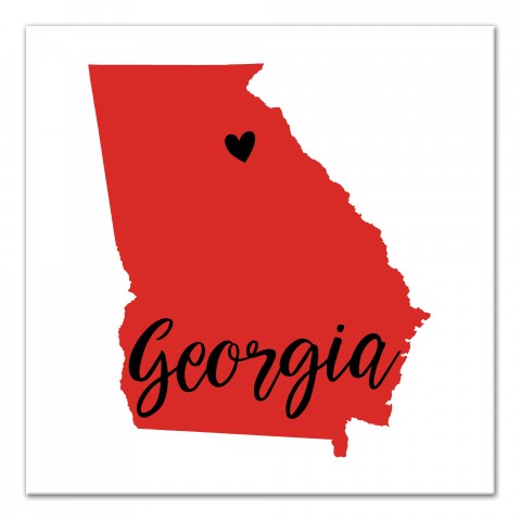 Designs Direct Creative Group Red Orange and Black Georgia Pride 16x16 Canvas Wall Art