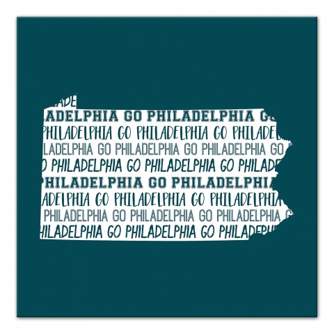 Designs Direct Creative Group Teal Pennsylvania Go Team 16x16 Canvas Wall Art