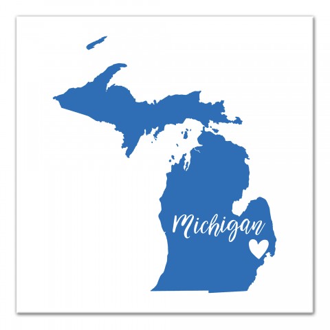 Designs Direct Creative Group Blue and White Michigan Pride 16x16 Canvas Wall Art