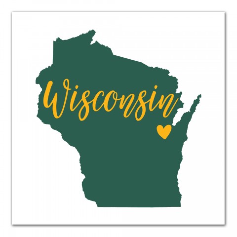 Designs Direct Creative Group Green and Yellow Wisconsin Pride 16x16 Canvas Wall Art