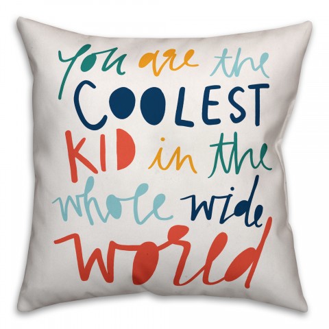 Coolest Kid Rainbow Text 16x16 Spun Poly Pillow