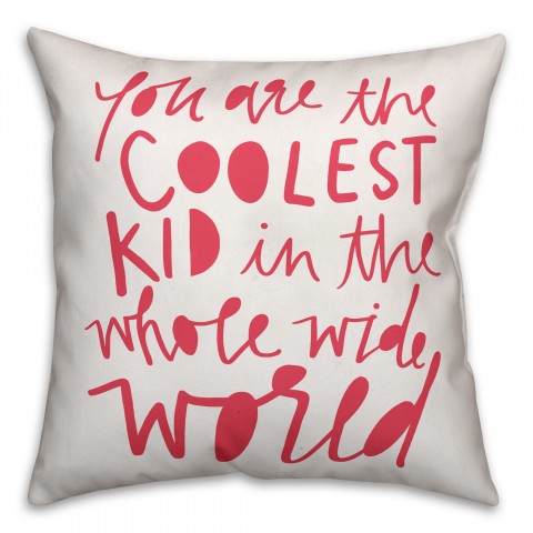 Coolest Kid Pink Text 16x16 Spun Poly Pillow