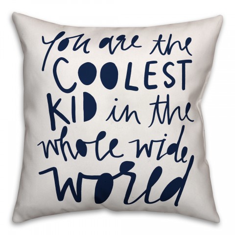 Coolest Kid Blue Text 16x16 Spun Poly Pillow