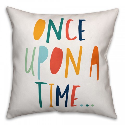 Once Upon a Time Bright Tones Design 16x16 Spun Poly Pillow