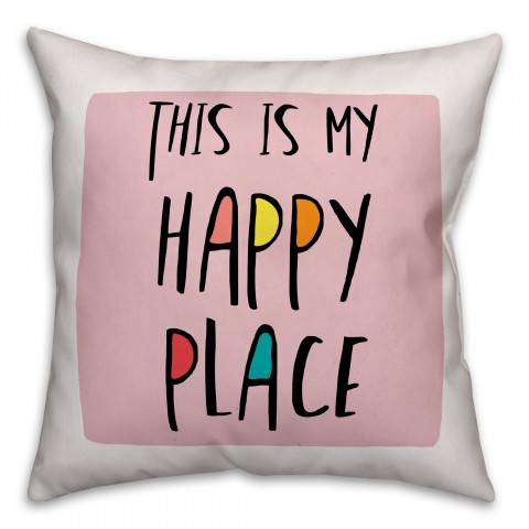 This is My Happy Place Orange 16x16 Spun Poly Pillow