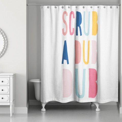 Scrub A Dub Dub Pastel Tones Design 71x74 Shower Curtain
