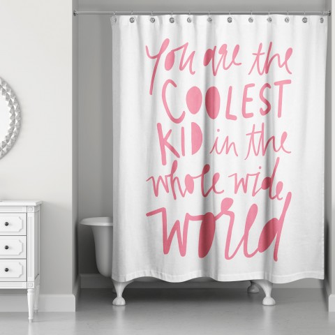 Coolest Kid Pink Text 71x74 Shower Curtain