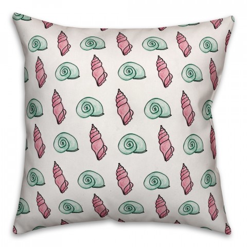Green and Pink Shells 16x16 Spun Poly Pillow