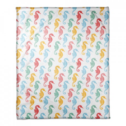Colorful Seahorses 50x60 Coral Fleece Blanket