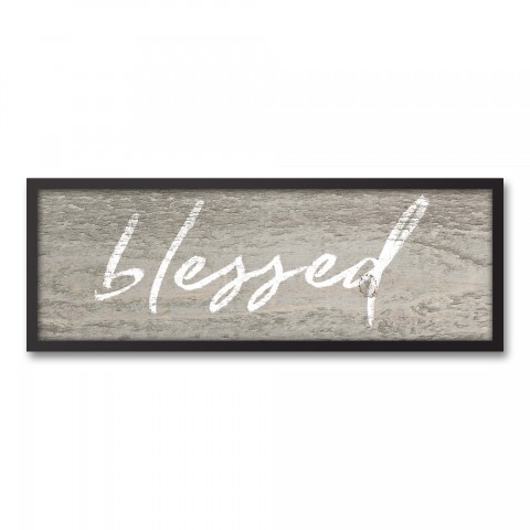 Rustic Blessed 12x36 Black Framed Canvas