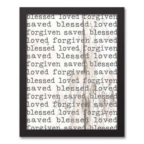 Distressed Religious Words 11x14 Black Framed Canvas