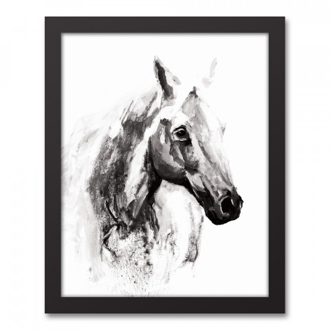 Black and White Watercolor Horse Wall Art