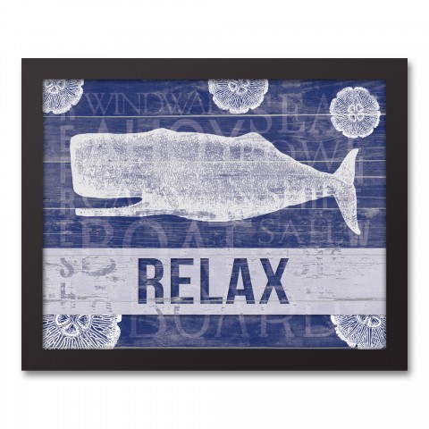 Relax Whale 11x14 Black Framed Canvas
