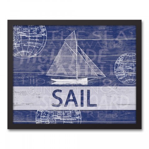 Sail Boal 16x20 Black Framed Canvas