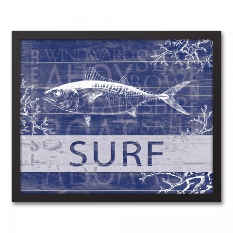 Surf Fish 16x20 Black Framed Canvas