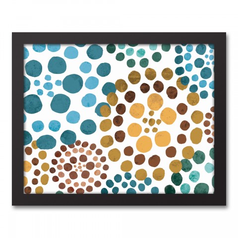 Colorful Floral Dots 11x14 Black Framed Canvas